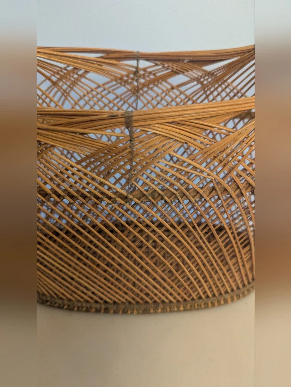 Handwoven Natural Rattan Basket Tote with Arch Handle